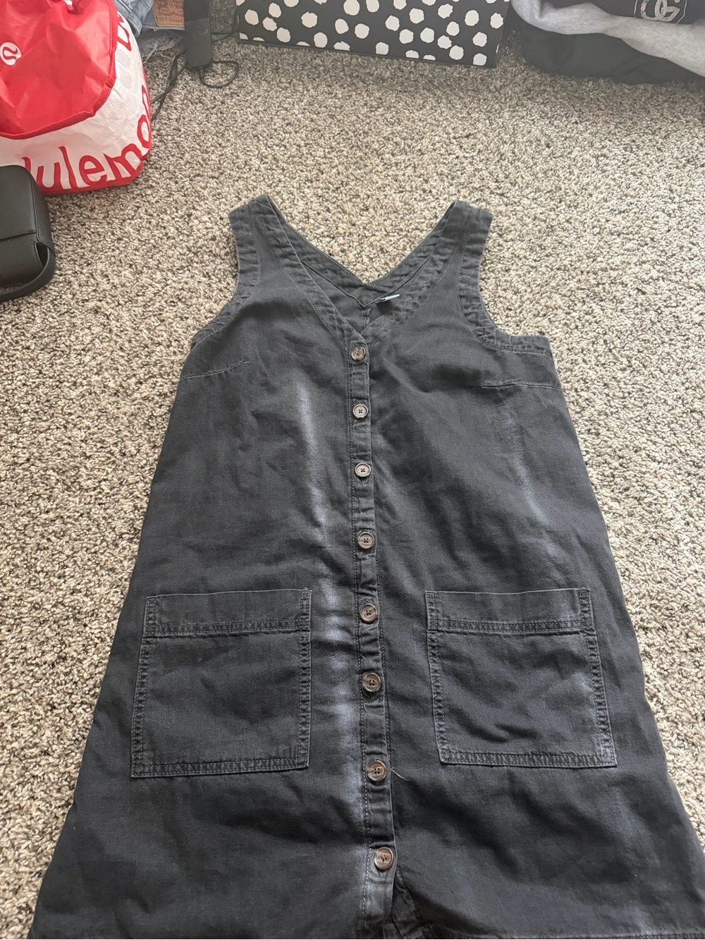 Old Navy Black Sleeveless Button-Front Midi Dress